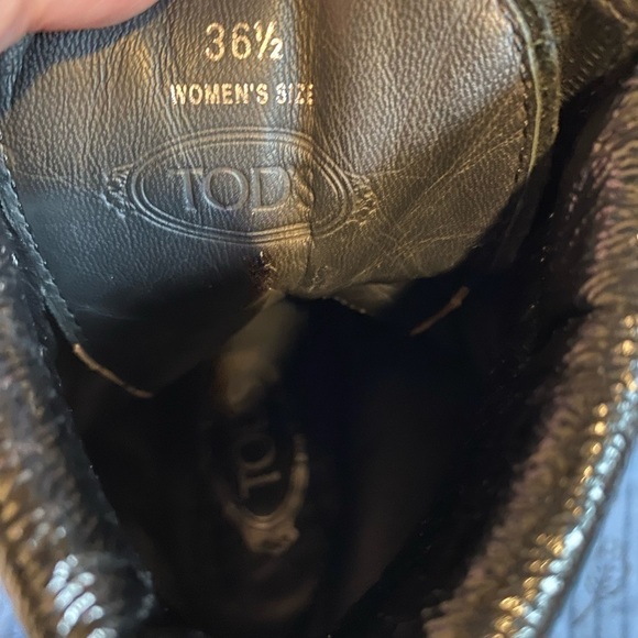 Tods nubuck and patent high heeled workboot style boots 6.5 - Picture 2 of 6